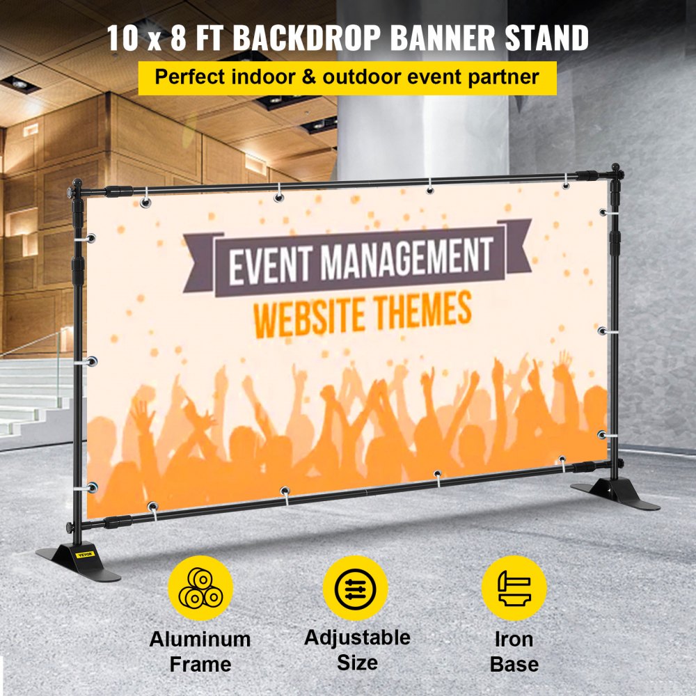Newest Step and Repeat 5.6'x 3.6' - 10' x 8' Adjustable Telescopic Height and Width  Backdrop Banner Stand