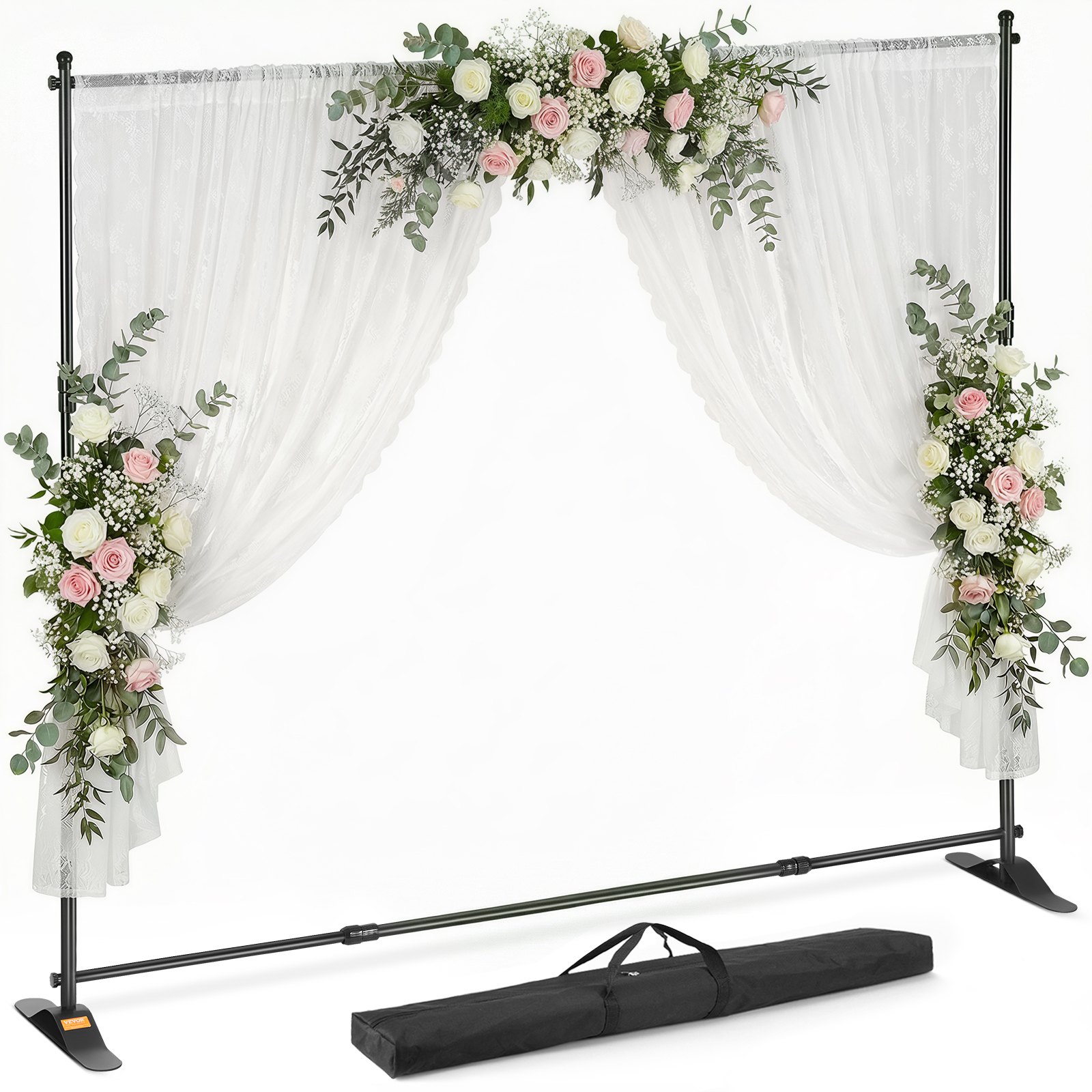 VEVOR 10 x 8 Ft Backdrop Banner Stand Adjustable Height and Width Newest Step and Repeat for Trade Show Wall Exhibitor Photo Booth Background