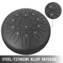 VEVOR Steel Tongue Drum 11 Notes 10 Inches Dia Tongue Drum Black Handpan Drum Notes Percussion Instrument Steel Drums Instruments with Bag, Book, Mallets, Mallet Bracket
