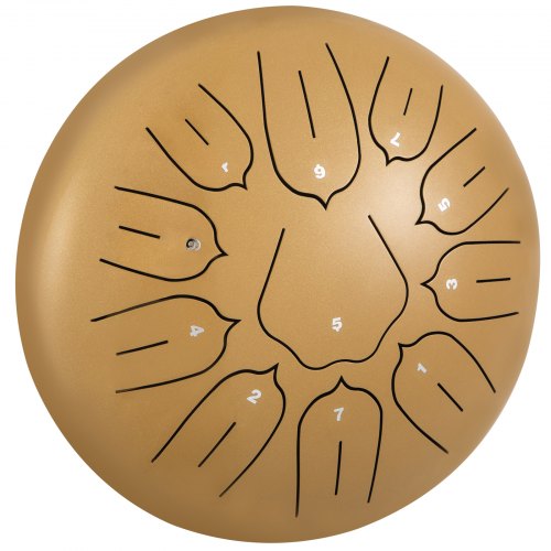 VEVOR Golden Steel Drum 11 Notes Percussion Instrument 10 Inches Tongue Drum, Steel Tongue Drum, Steel Drums Instruments With Bag, Book, Mallets, Mallet Bracket, Hang Pan Drum Instrument
