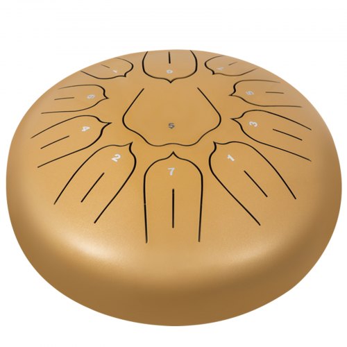VEVOR Golden Steel Drum 11 Notes Percussion Instrument 10 Inches Tongue Drum, Steel Tongue Drum, Steel Drums Instruments With Bag, Book, Mallets, Mallet Bracket, Hang Pan Drum Instrument