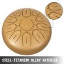 VEVOR Steel Tongue Drum 11 Notes 10 Inches Dia Lotus type Tongue Drum Golden Handpan Drum Notes Percussion Instrument Steel Drums Instruments with Bag, Music Book, Mallets, Mallet Bracket