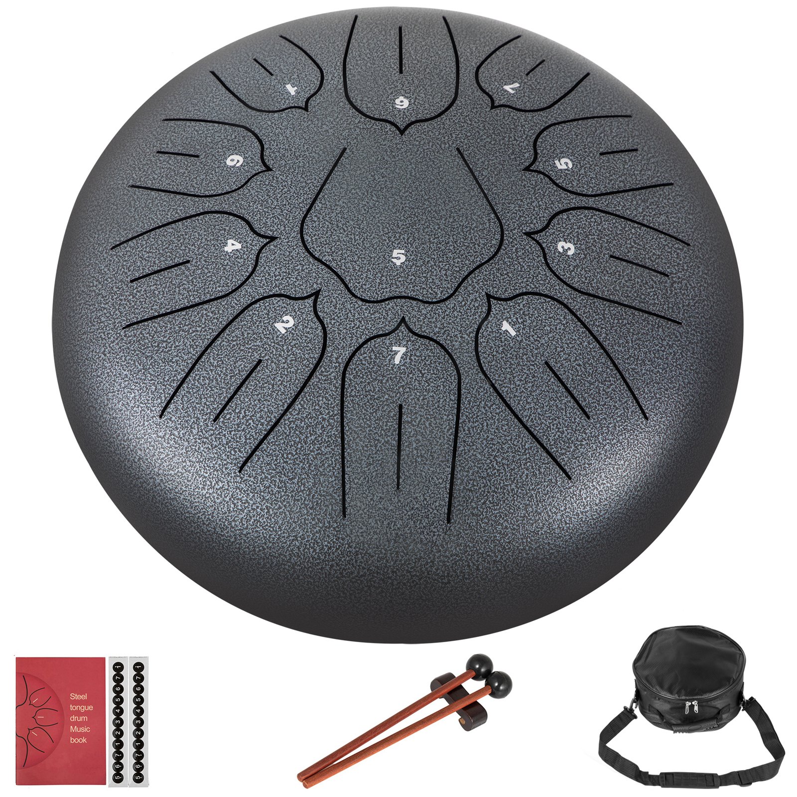 Steel Tongue Drum 11Note 10 Inch Percussion Instrument Steel Hang Drum Gun-Color