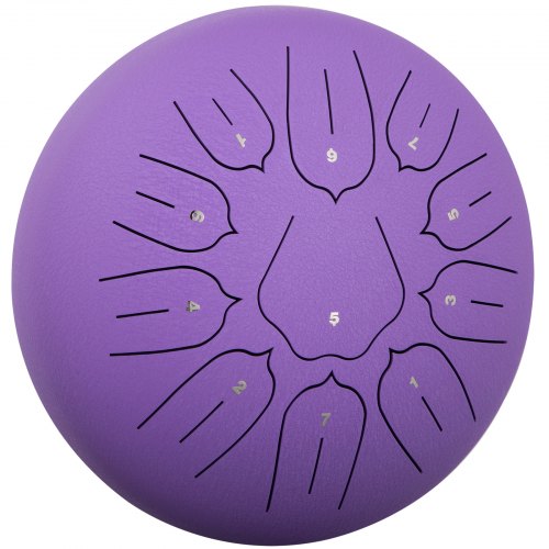 VEVOR  Purple Steel Drum 11 Notes Percussion Instrument 10 Inches Tongue Drum, Steel Tongue Drum, Steel Drums Instruments With Bag, Book, Mallets, Mallet Bracket, Hang Pan Drum Instrument