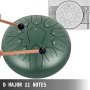 VEVOR Mineral Green Steel Drum 11 Notes Perkusný nástroj 10 palcový jazykový bubon, oceľový bubon, oceľové bicie nástroje s taškou, kniha, paličky, držiak paličky, závesný bubon