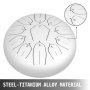 Steel Tongue Drum 11 Notes 10 Inches Percussion Instrument Steel Pan Drum, White