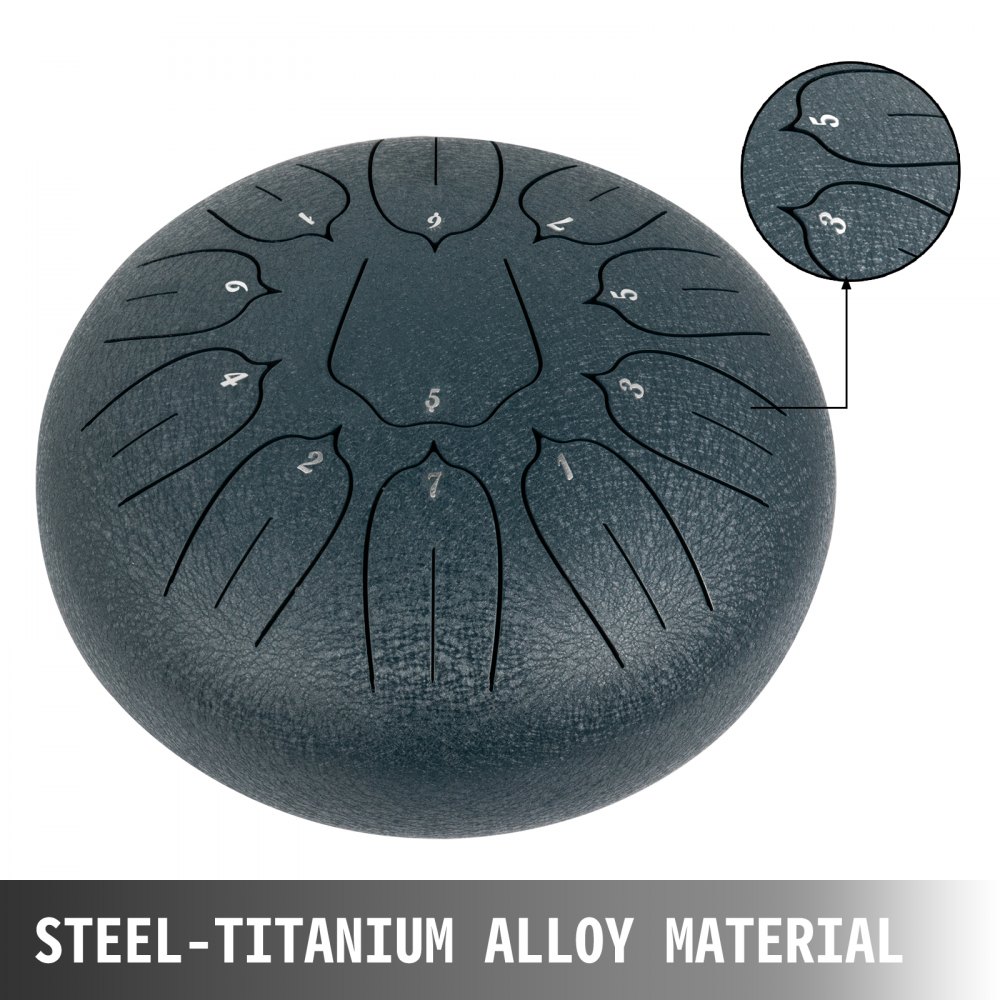 Steel Tongue Drum 11Note 10 Inch Percussion Instrument Steel Pan Drum, Navy Blue