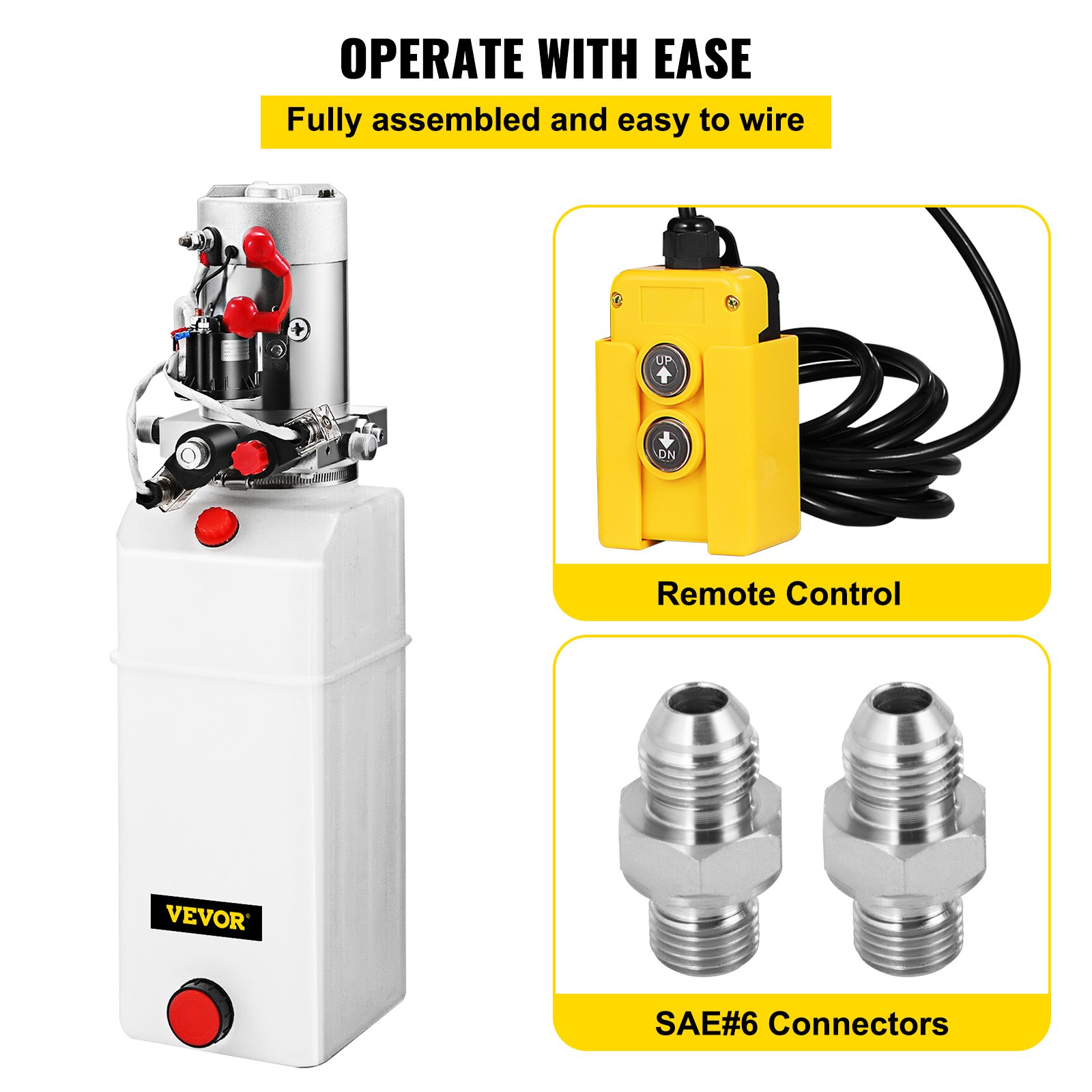 VEVOR Hydraulic Pump10 Quart Hydraulic Power Unit Double Acting Hydraulic Pump Plastic Power Unit for Dump Trailer Car Lifting 12V DC (Plastic, Double Acting Hydraulic Pump)