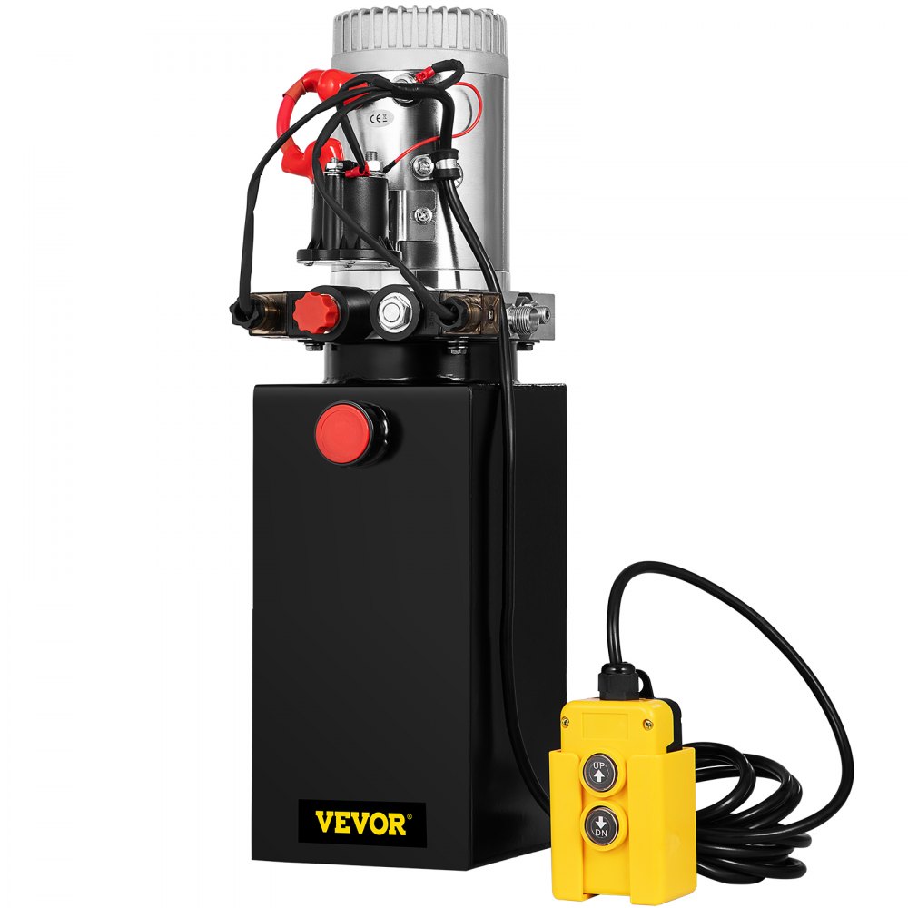 VEVOR Hydraulic Pump 12V DC Double Acting Hydraulic Power Unit 10 Quart Steel Tank Hydraulic Pump Power Unit for Dump Trailer (10 Quart Double Acting Steel)
