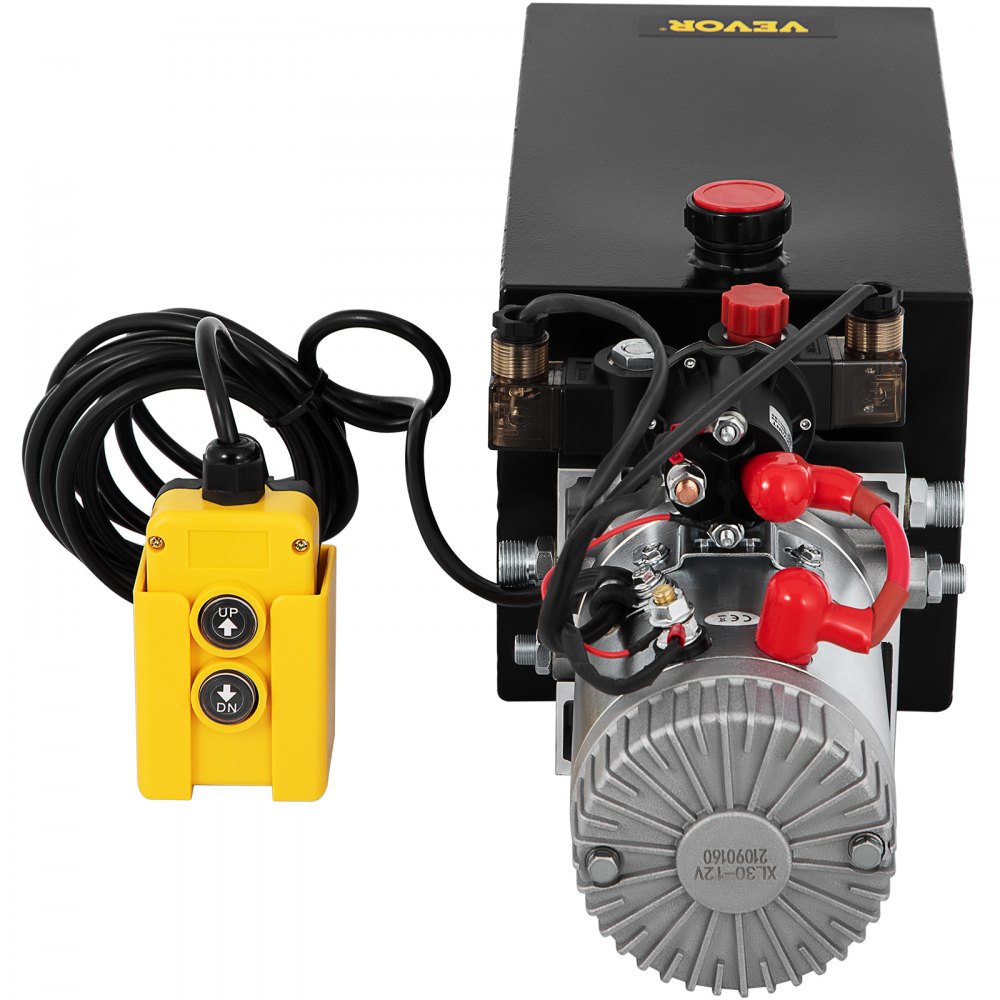 VEVOR Hydraulic Power Unit 10 Quart Hydraulic Pump Double Acting Power Unit Dump Trailer for Dump Trailer Car Lifting 3200 PSI (Steel, 10 Quart/Double Acting)