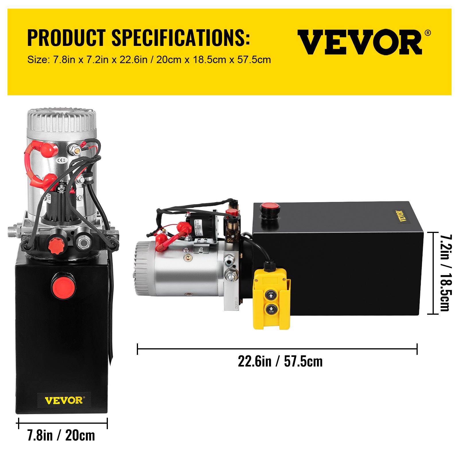 VEVOR Hydraulic Power Unit 10 Quart Hydraulic Pump Double Acting Power Unit Dump Trailer for Dump Trailer Car Lifting 3200 PSI (Steel, 10 Quart/Double Acting)