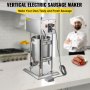 Máquina comercial automática para fazer salsichas VEVOR Elétrica de qualidade alimentar em aço inoxidável 10 L 22 lbs Máquina para encher salsichas vertical com 4 funis de enchimento