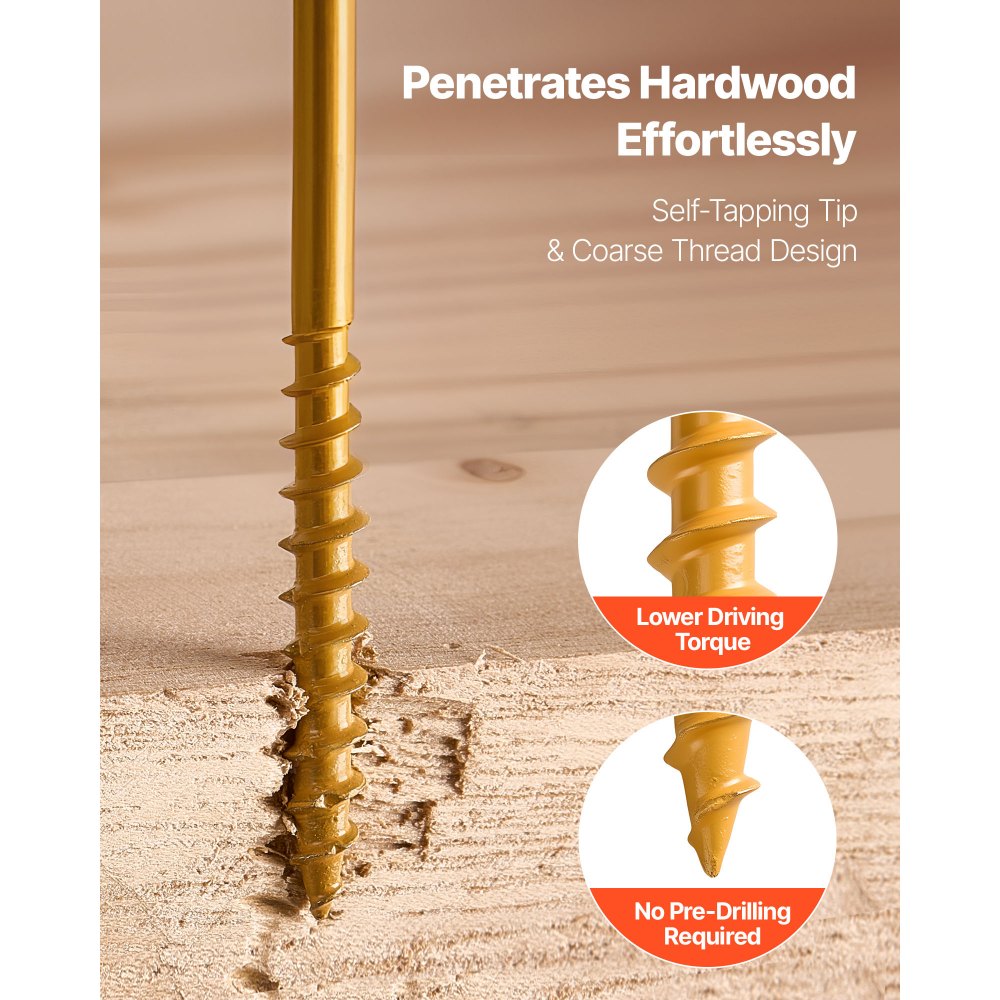 VEVOR Wood Screws 350 PCS, #10 x 3-Inch Anti-Rust Coated, Exterior Deck Screw Torx/T25 Star Drive, Metal Rust-Resistant Outdoor Decking Screws with 2 Screw Connectors, for Decking Fencing Framing