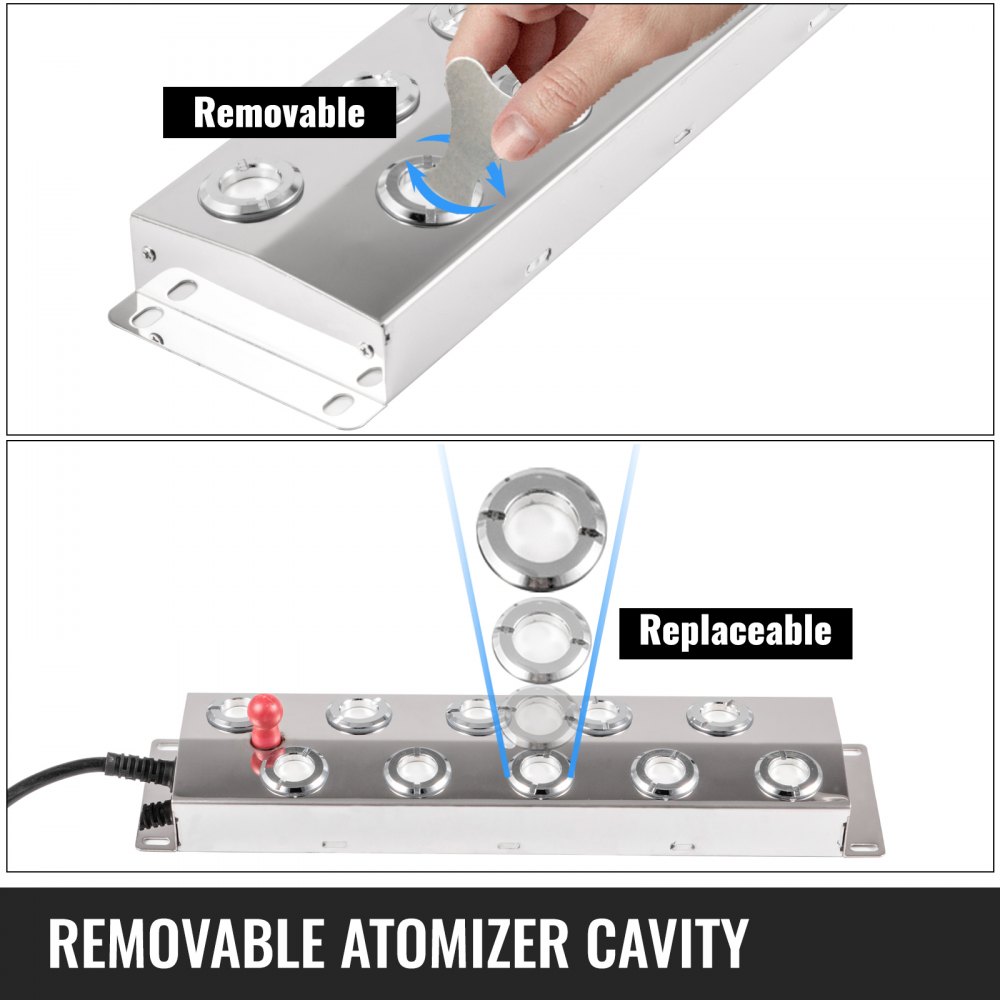 VEVOR 10 Head Ultrasonic Mist Maker Fogger 250W Mist Maker Fogger Air Humidifier with Transformer Accessories for Industrial Scenic Agriculture Greenhouse Hydroponics Garden Lawn Pond