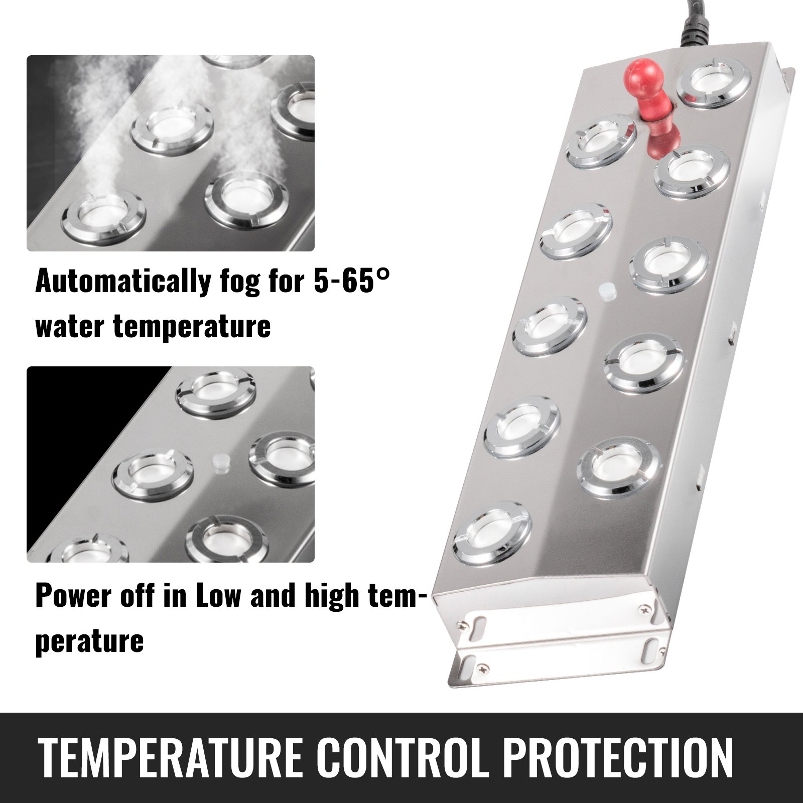 VEVOR 10 Head Ultrasonic Mist Maker Fogger 250W Mist Maker Fogger Air Humidifier with Transformer Accessories for Industrial Scenic Agriculture Greenhouse Hydroponics Garden Lawn Pond