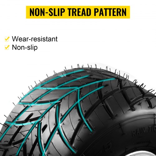 VEVOR Go Kart Tires and Rims, 2pcs Front Tires Rims, Go Cart Wheels and Tires 10"x 4.50" Front, HUB- Rim Fit Bolt Pattern 58 mm/2.28 inch with 3 Holes for Go Kart, Drift Trike, Buggy