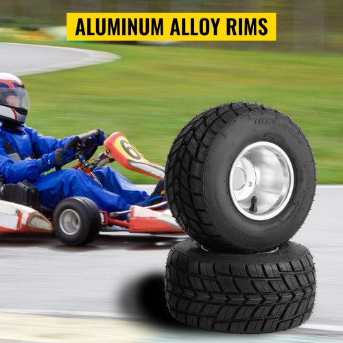 VEVOR Go Kart Tires and Rims, 2pcs Front Tires Rims, Go Cart Wheels and Tires 10"x 4.50" Front, HUB- Rim Fit Bolt Pattern 58 mm/2.28 inch with 3 Holes for Go Kart, Drift Trike, Buggy