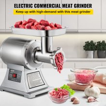 VEVOR Commercial Meat Grinder,550LB/h 1100W Electric Meat Grinder, 220 RPM Heavy Duty Stainless Steel Industrial Meat Mincer w/2 Blades, Grinding Plates & Stuffing Tubes