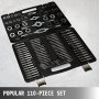 VEVOR Tap and Dies Set 110 Pieces Tap Die Set Both SAE inch and Metric Sizes Included Tungsten Steel  Essential Threading and Rethreading Tool Kit with Complete Accessories and Storage Case
