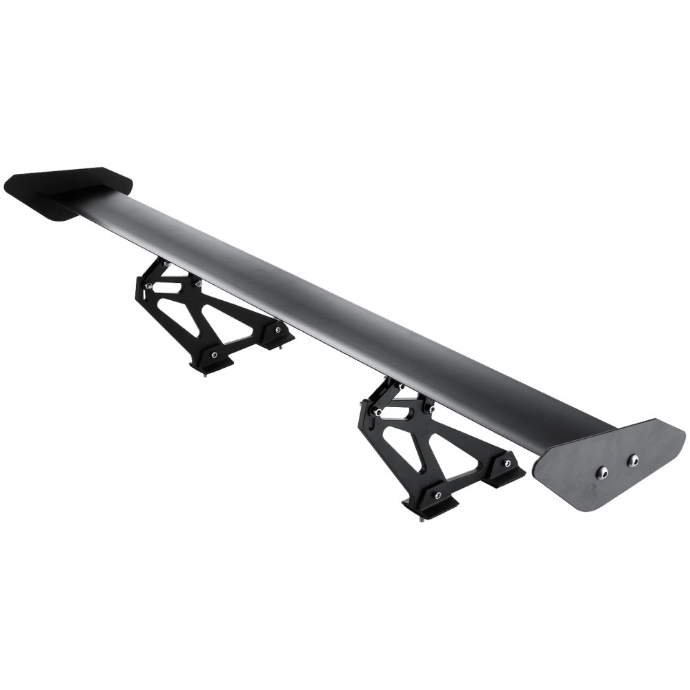VEVOR gt wing car spoiler with black aluminum finish and adjustable mounting brackets.