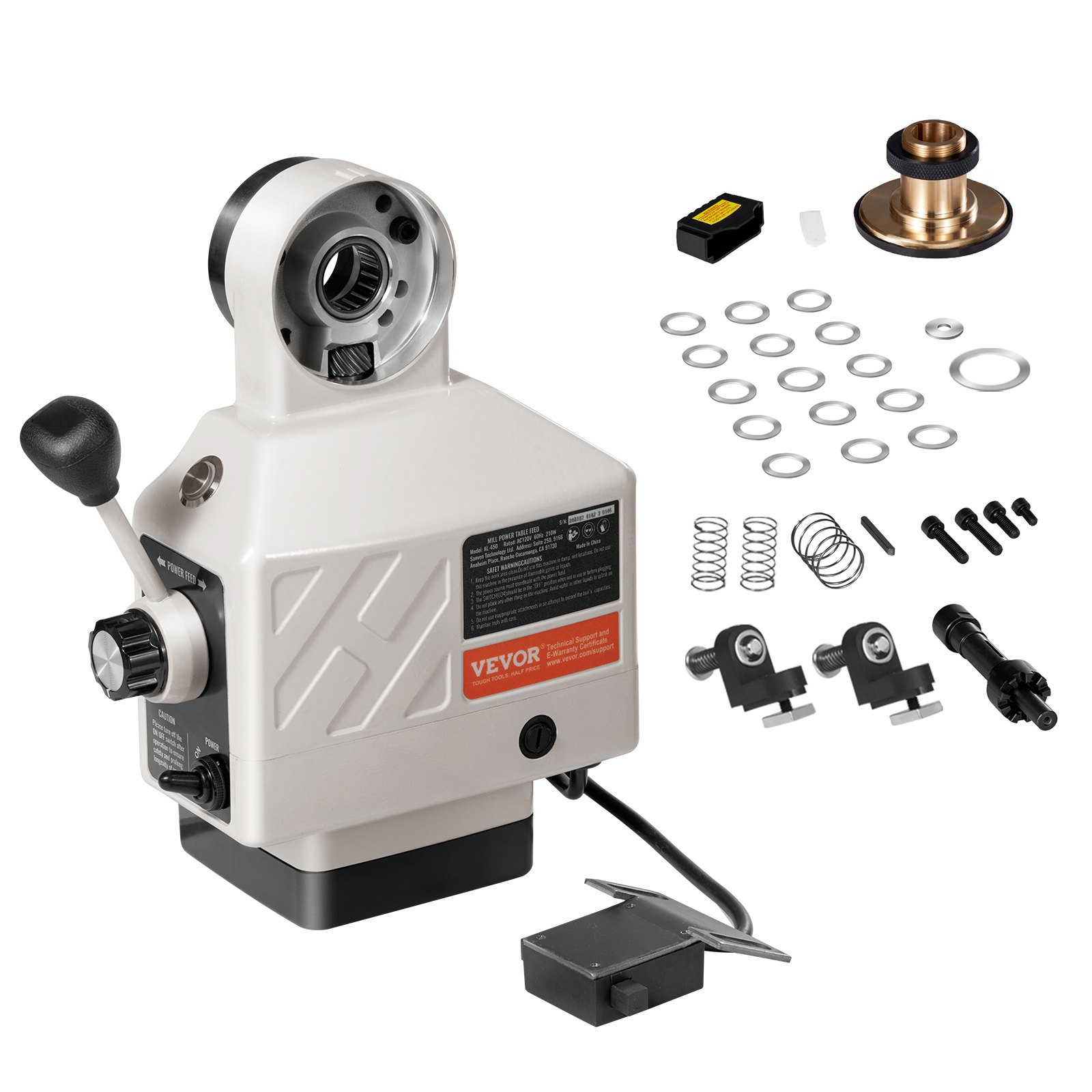 VEVOR Z-Axis Power Feed for Milling Machine, 450 in-lb Torque, 0-200RPM Adjustable Rotate Speed 120V Power Table Feed Mill Feeder, for Bridgeport Some Knee Type Mills with a 5/8" End Shaft Diameter