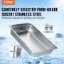 VEVOR Full Size Hotel Pan Steam Table Pan Stainless Steel 4" Deep