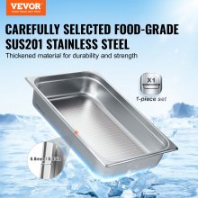 VEVOR Hotel Pan, Full Size Anti-Jam Steam Pan, 0.8mm Thick Stainless Steel Restaurant Steam Table Pan, 4-Inch Deep Commercial Table Pan, Catering Storage Food Pan, for Industrial & Scientific