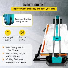 VEVOR Manual Tile Cutter 47"/1200mm Cutting Machine w/ Laser Guide for Ceramic