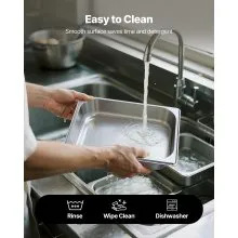 VEVOR 1/2 Size Hotel Pans Steam Table Pans 2.5 Inch Deep Stainless Steel 4 Pack