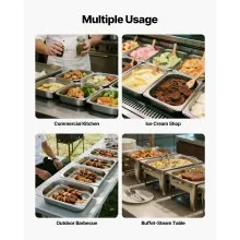 VEVOR 1/2 Size Hotel Pans Steam Table Pans 2.5 Inch Deep Stainless Steel 4 Pack