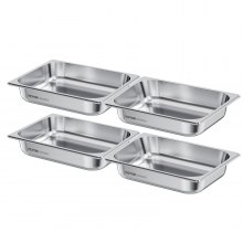VEVOR 1/2 Size Hotel Pans Steam Table Pans 2.5 Inch Deep Stainless Steel 4 Pack