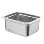 VEVOR hotel pan, stainless steel, deep rectangular container with rolled edges.