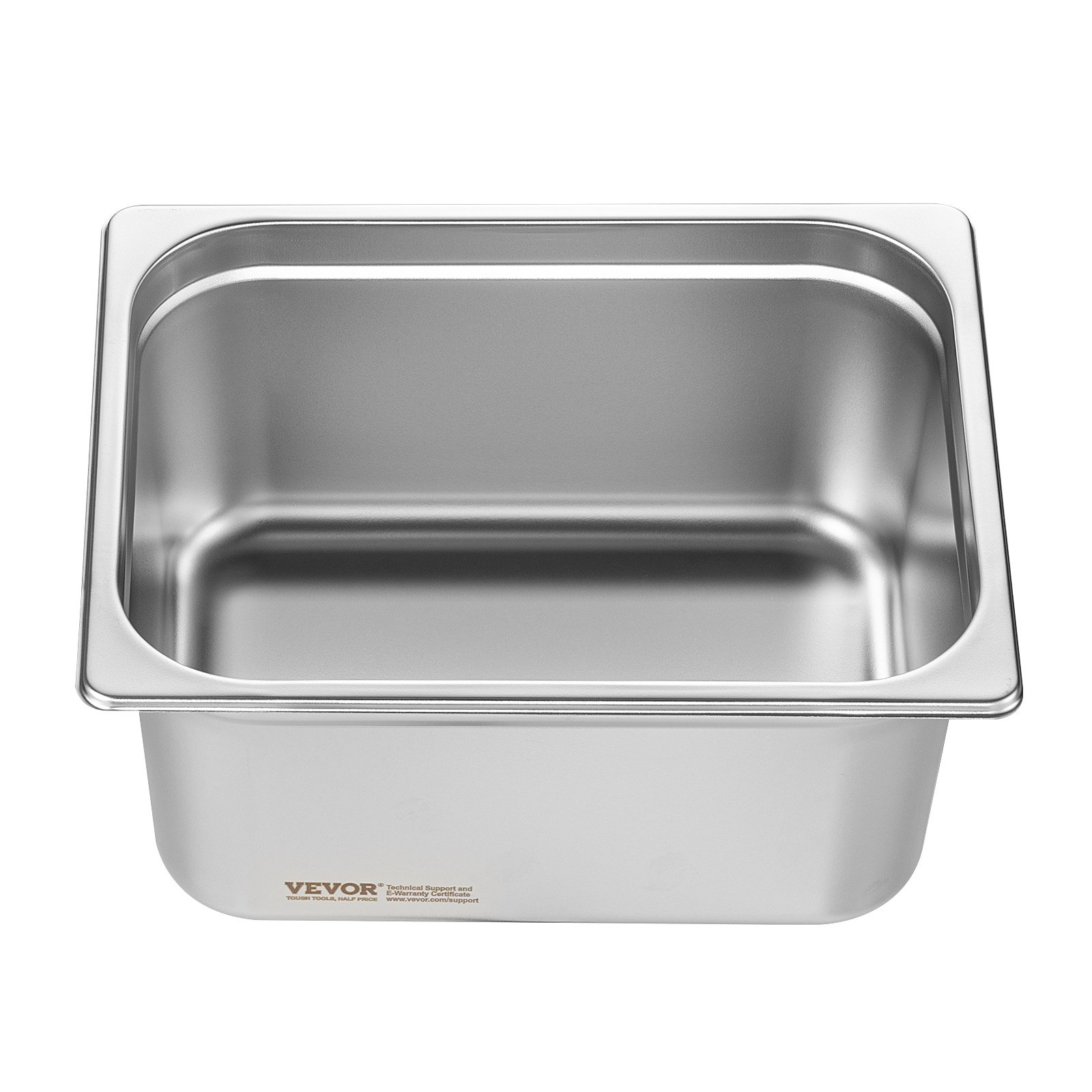 stainless steel VEVOR hotel pan with smooth edges and ample depth for food storage or cooking.