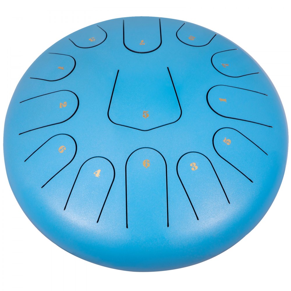 VEVOR Steel Drum 13 Notes Percussion Instrument 12 Inches Tongue Drum, Steel Tongue Drum, Steel Drums Instruments With Bag, Book, Mallets, Mallet Bracket, Hang Pan Drum Instrument, Sky Blue