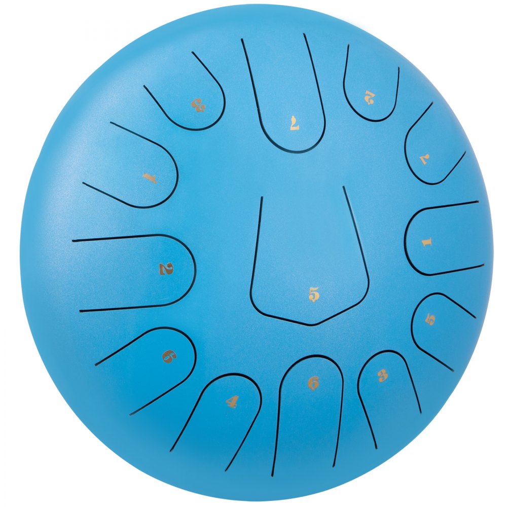 VEVOR Steel Drum 13 Notes Percussion Instrument 12 Inches Tongue Drum, Steel Tongue Drum, Steel Drums Instruments With Bag, Book, Mallets, Mallet Bracket, Hang Pan Drum Instrument, Sky Blue