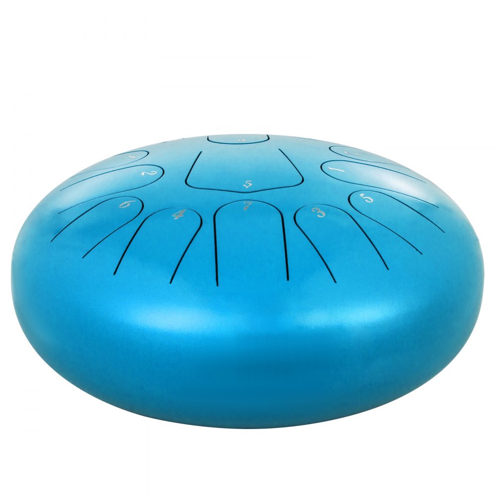 VEVOR Steel Drum 13 Notes Percussion Instrument 12 Inches Tongue Drum, Steel Tongue Drum, Steel Drums Instruments With Bag, Book, Mallets, Mallet Bracket, Hang Pan Drum Instrument, Sky Blue