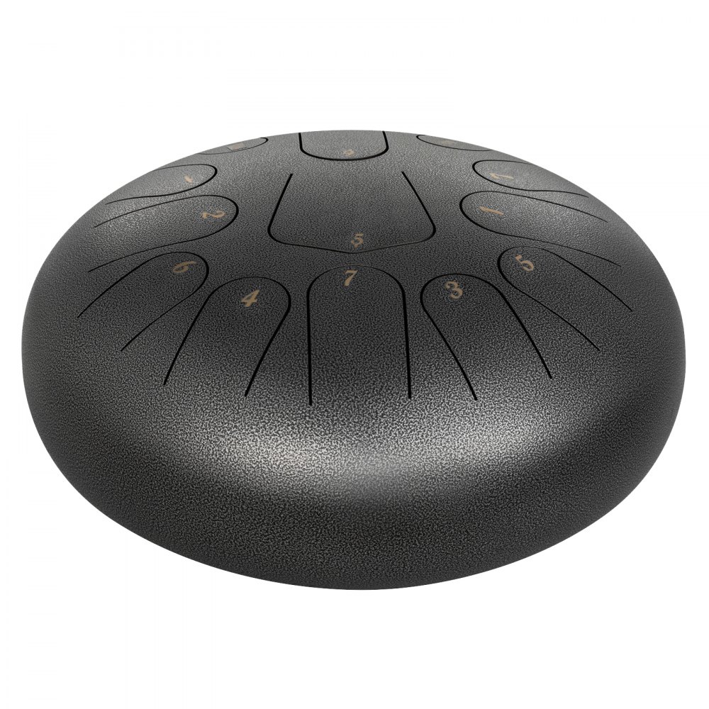 VEVOR Steel Drum 13 Notes Percussion Instrument 12 Inches Tongue Drum, Steel Tongue Drum, Steel Drums Instruments With Bag, Book, Mallets, Mallet Bracket, Hang Pan Drum Instrument, Gun-color