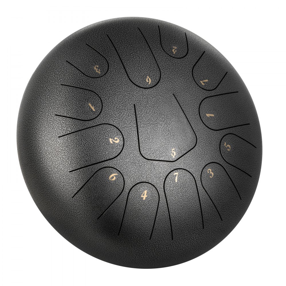 VEVOR Steel Drum 13 Notes Percussion Instrument 12 Inches Tongue Drum, Steel Tongue Drum, Steel Drums Instruments With Bag, Book, Mallets, Mallet Bracket, Hang Pan Drum Instrument, Gun-color