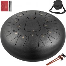 VEVOR Steel Drum 13 Notes Percussion Instrument 12 Inches Tongue Drum, Steel Tongue Drum, Steel Drums Instruments With Bag, Book, Mallets, Mallet Bracket, Hang Pan Drum Instrument, Gun-color