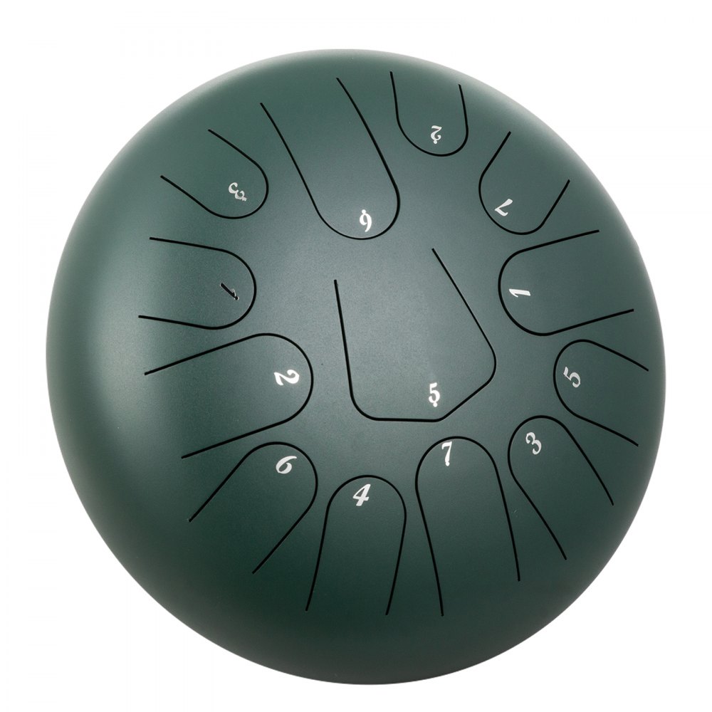 VEVOR Steel Drum 13 Notes Percussion Instrument 12 Inches Tongue Drum, Steel Tongue Drum, Steel Drums Instruments With Bag, Book, Mallets, Mallet Bracket, Hang Pan Drum Instrument, Mineral Green