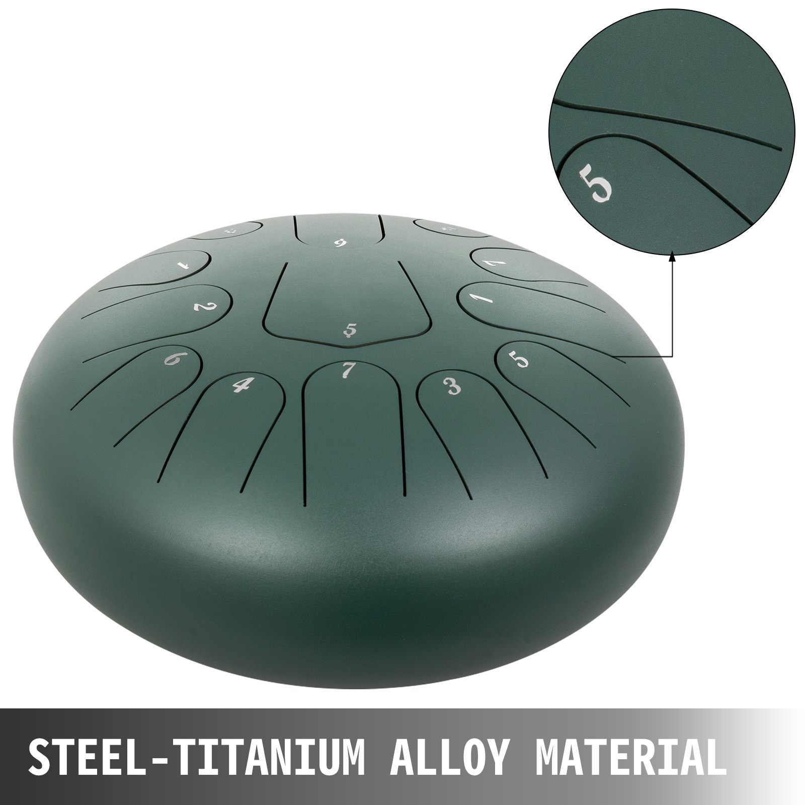 12'' 13 Notes Steel Tongue Drum Pan Drum Handpan Green Music Book Hand Pan Drum