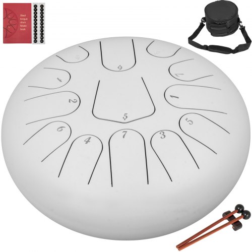 12'' 13 Notes Steel Tongue Drum Handpan Drum White Tank Drum Percussion Beginner