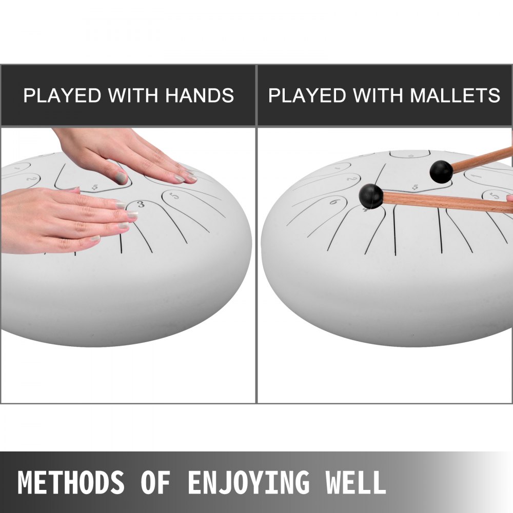 12'' 13 Notes Steel Tongue Drum Handpan Drum White Tank Drum Percussion Beginner