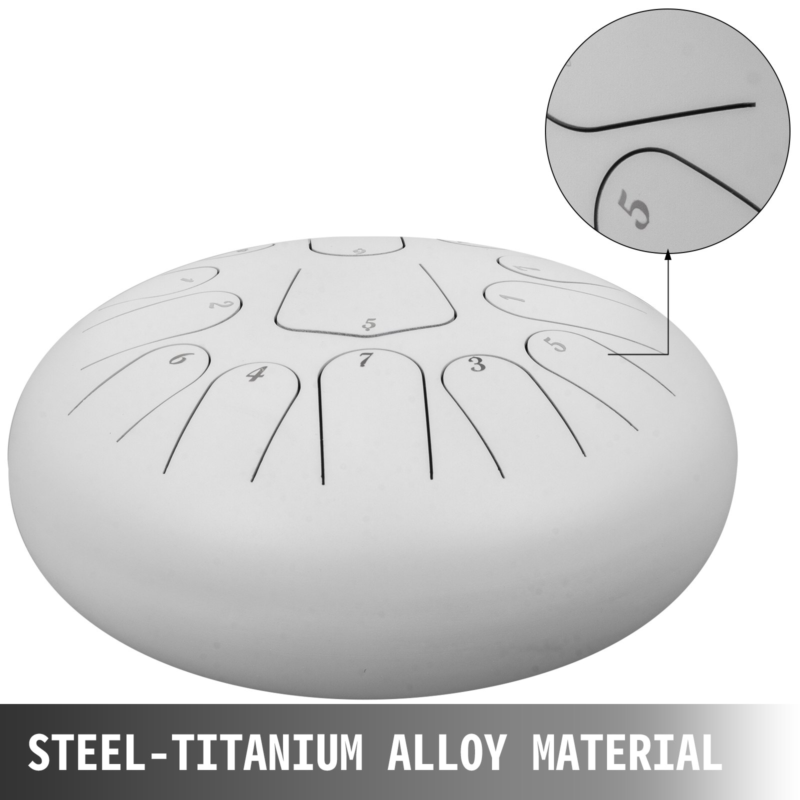12'' 13 Notes Steel Tongue Drum Handpan Drum White Tank Drum Percussion Beginner