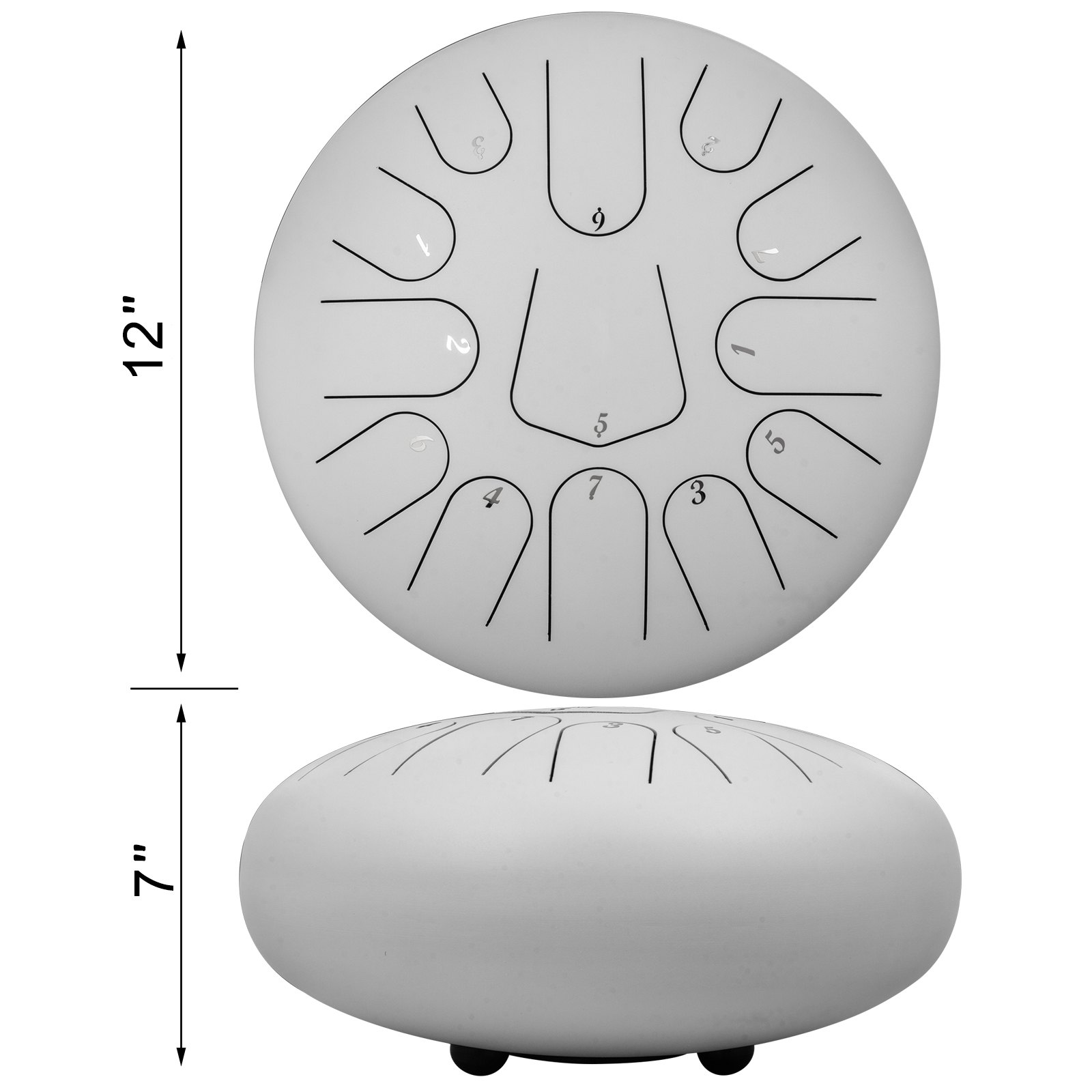 12'' 13 Notes Steel Tongue Drum Handpan Drum White Tank Drum Percussion Beginner
