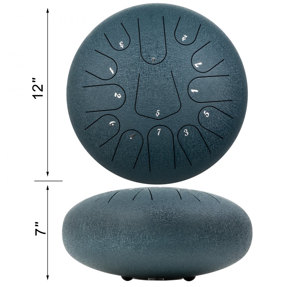 Steel Tongue Drum Percussion Instrument 13 Notes 12 Inches Tongue Drum Navy Blue