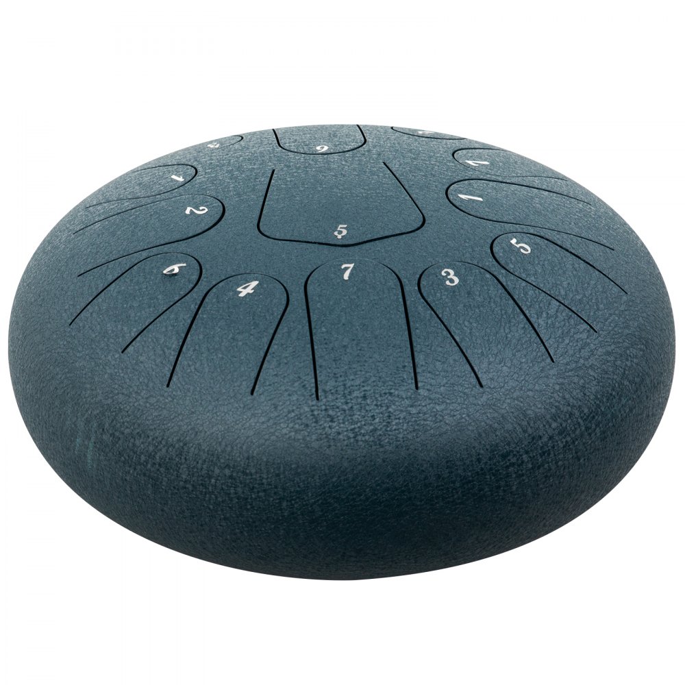 Steel Tongue Drum Percussion Instrument 13 Notes 12 Inches Tongue Drum Navy Blue