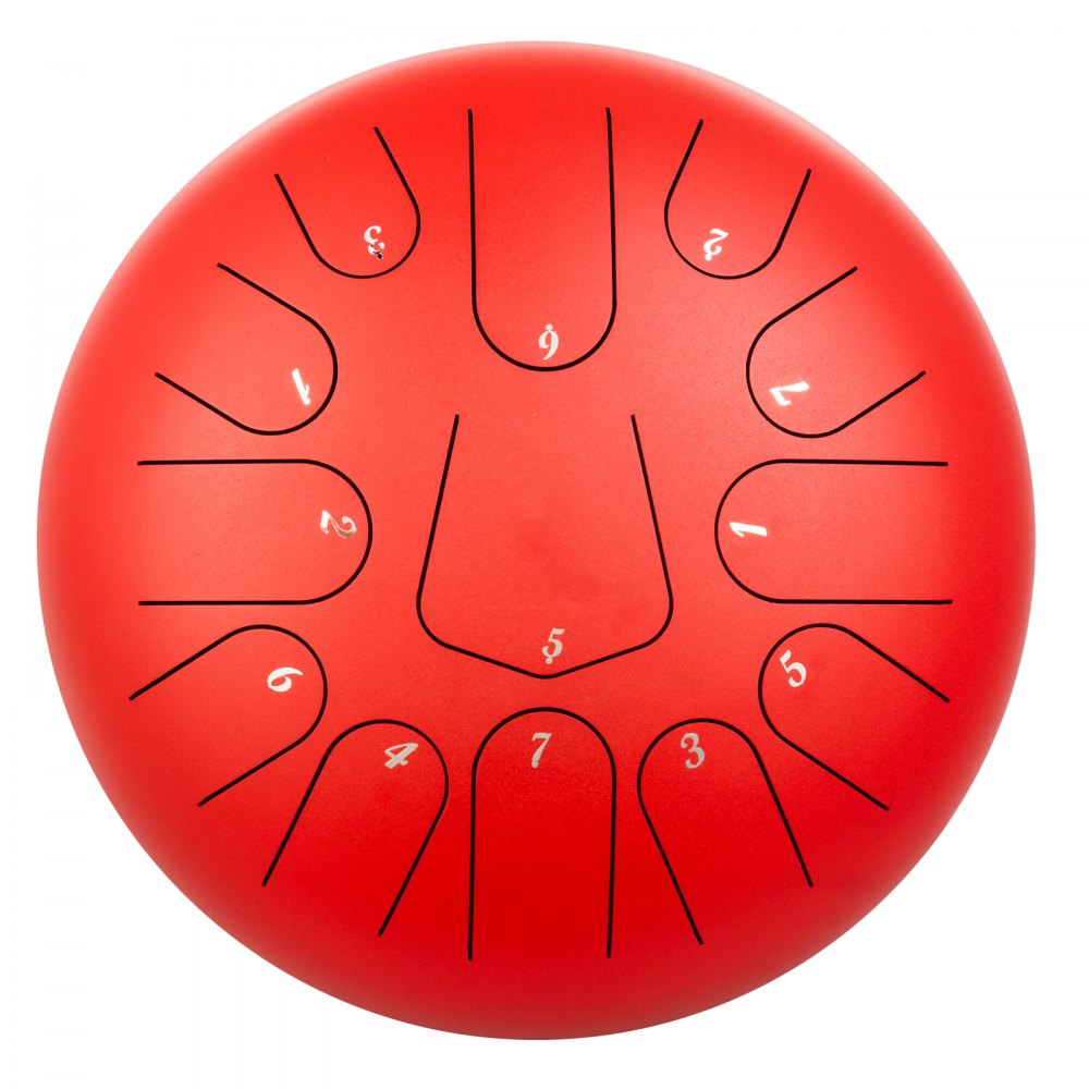 VEVOR Steel Drum 13 Notes Percussion Instrument 12 Inches Tongue Drum, Steel Tongue Drum, Steel Drums Instruments With Bag, Book, Mallets, Mallet Bracket, Hang Pan Drum Instrument, Red