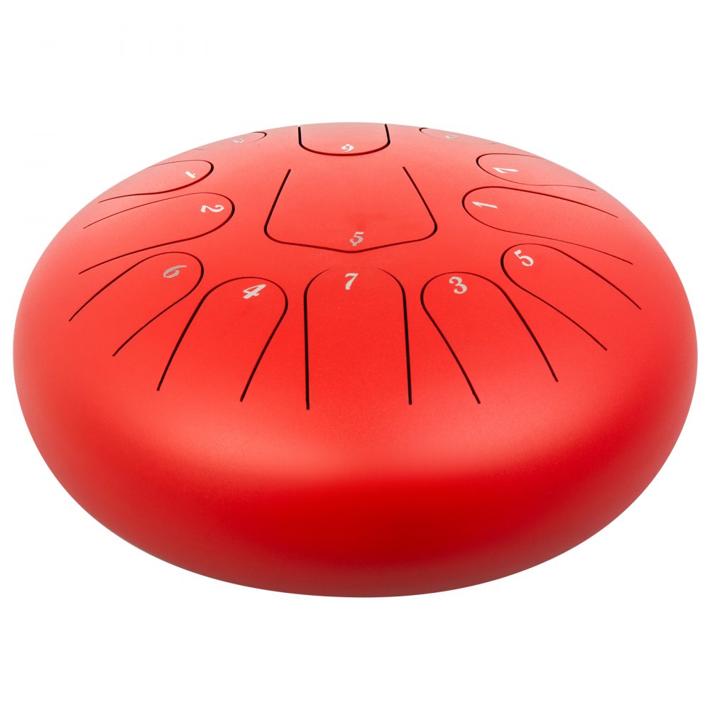 VEVOR Steel Drum 13 Notes Percussion Instrument 12 Inches Tongue Drum, Steel Tongue Drum, Steel Drums Instruments With Bag, Book, Mallets, Mallet Bracket, Hang Pan Drum Instrument, Red