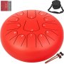 VEVOR Steel Drum 13 Notes Percussion Instrument 12 Inches Tongue Drum, Steel Tongue Drum, Steel Drums Instruments With Bag, Book, Mallets, Mallet Bracket, Hang Pan Drum Instrument, Red